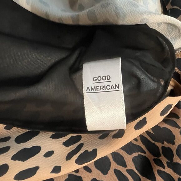 Good American Satin Leopard Print Slip Dress Midi Length Side Slit Sz 2 90s Y2K - Picture 6 of 10